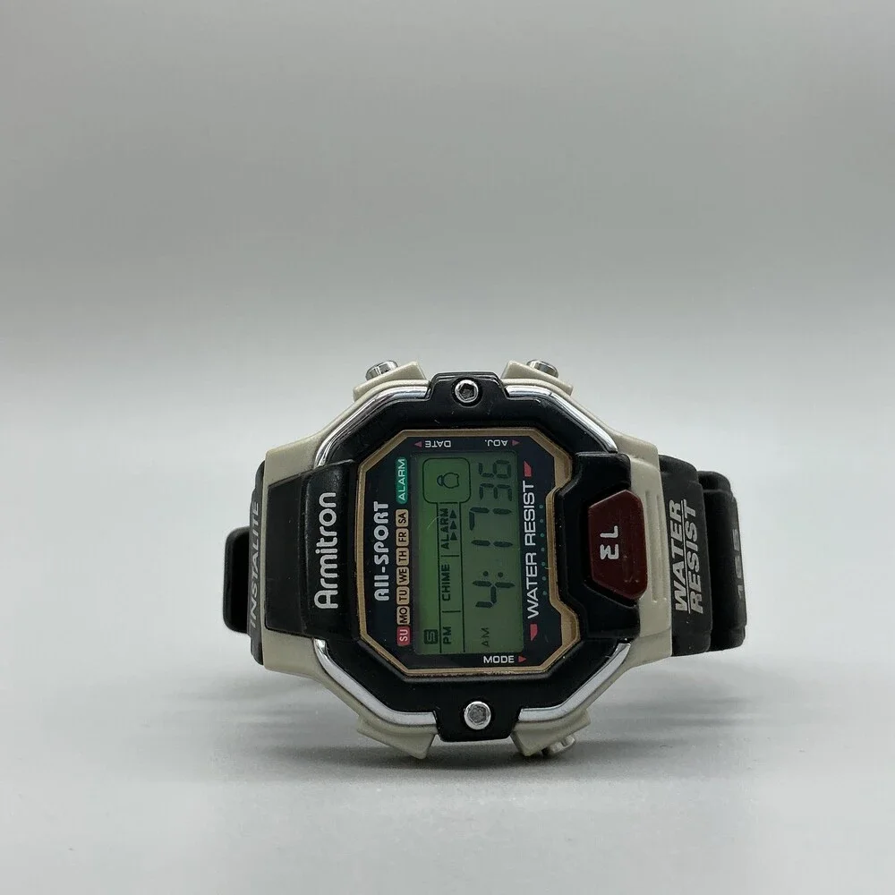 Armitron All-Sport Instalite Mens Watch 40mm Green Digital Alarm Rubber Strap